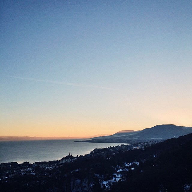 Le coucher du soleil depuis le Rocher de l'Ermittage