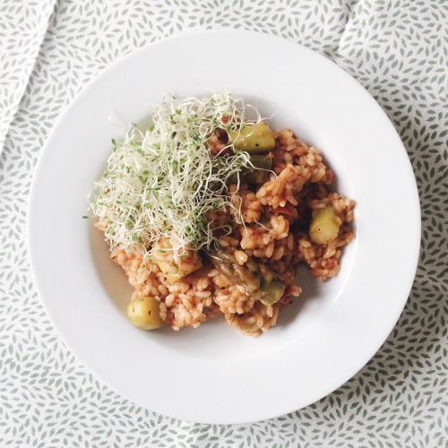 Risotto aux asperges et tomates séchées