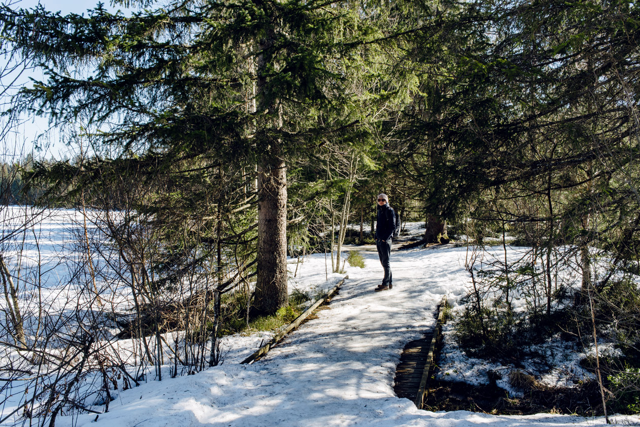 Promenade hivernale à l'étang de la Gruère, dans les Franches Montagnes