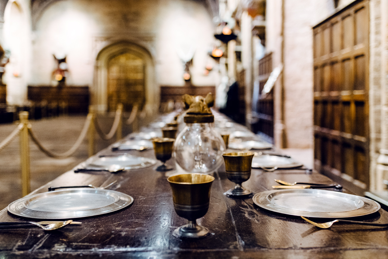 Visite des Studios Harry Potter à Londres – Table du grand hall de Poudlard