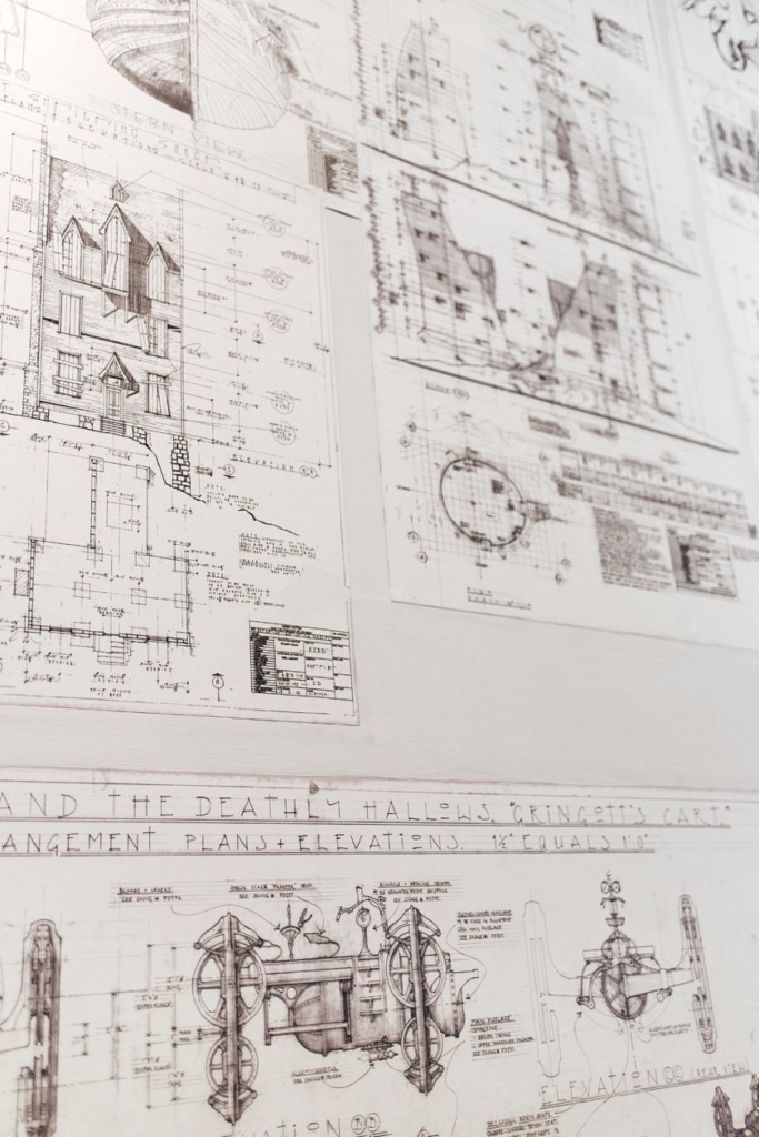 Visite des Studios Harry Potter à Londres – Dessins techniques de bâtiments et d'objets