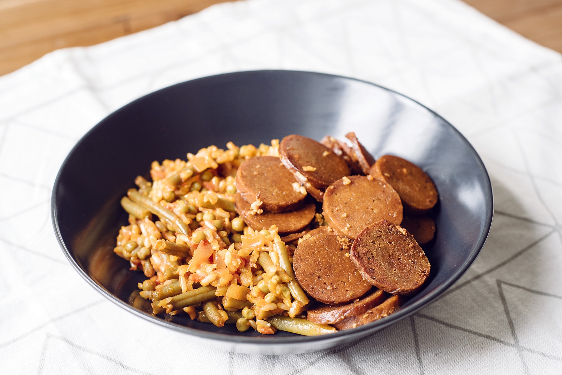 Riz aux légumes et seitan façon chorizo